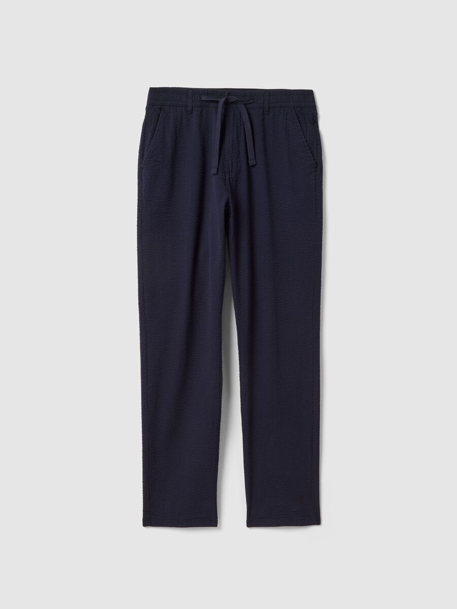 Regular fit blue stretch cotton chino trousers_4