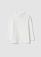 White pure cotton top with high neck and ruffles_0