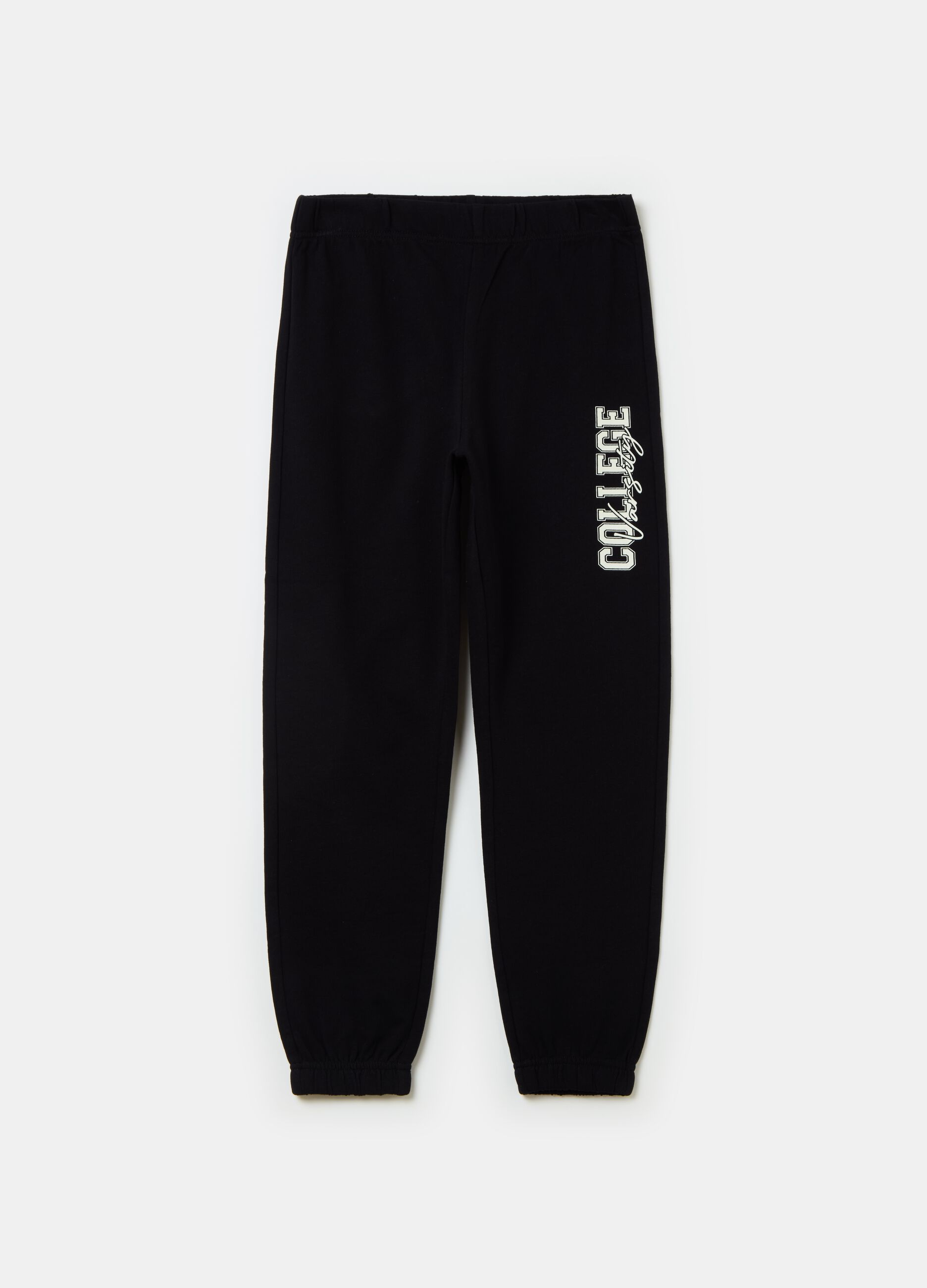 Joggers with elasticated edging and print