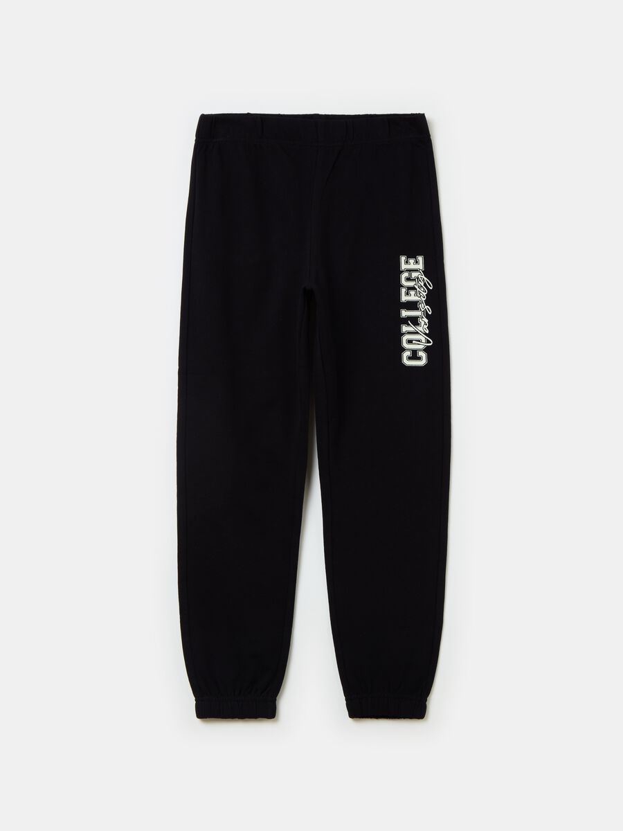 Joggers with elasticated edging and print_0