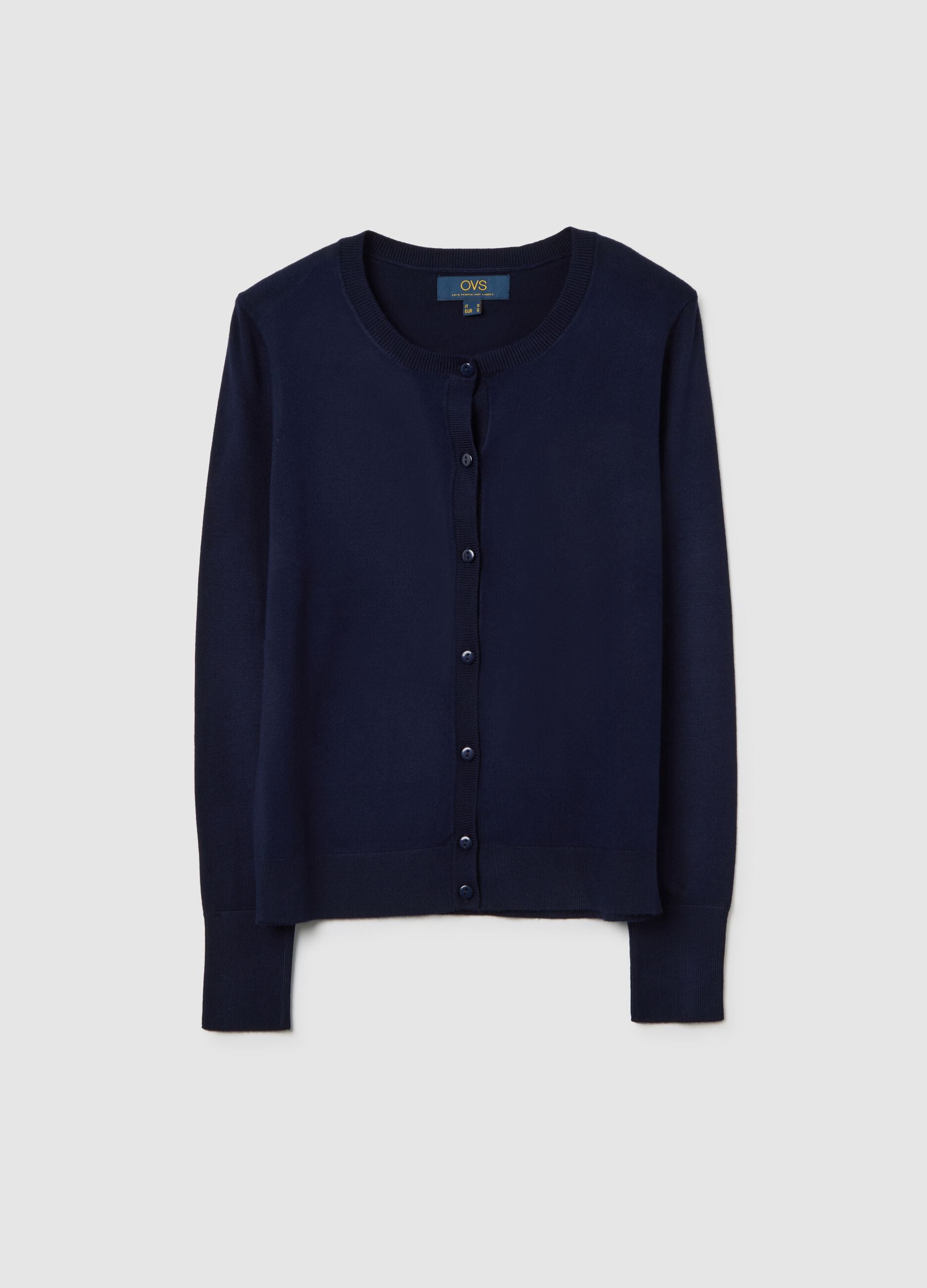 Regular-Fit blauer Cardigan mit Kn&ouml;pfen