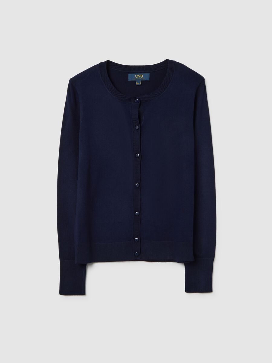 Regular-Fit blauer Cardigan mit Kn&ouml;pfen_4