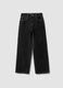 Black straight-leg pure cotton jeans with star detail for girls_3