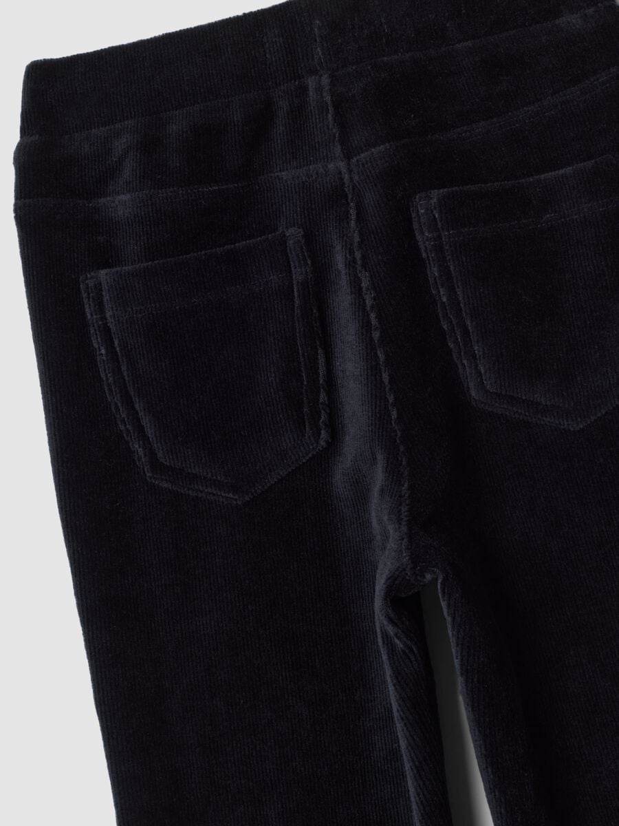 Black flared stretch cotton trousers_3