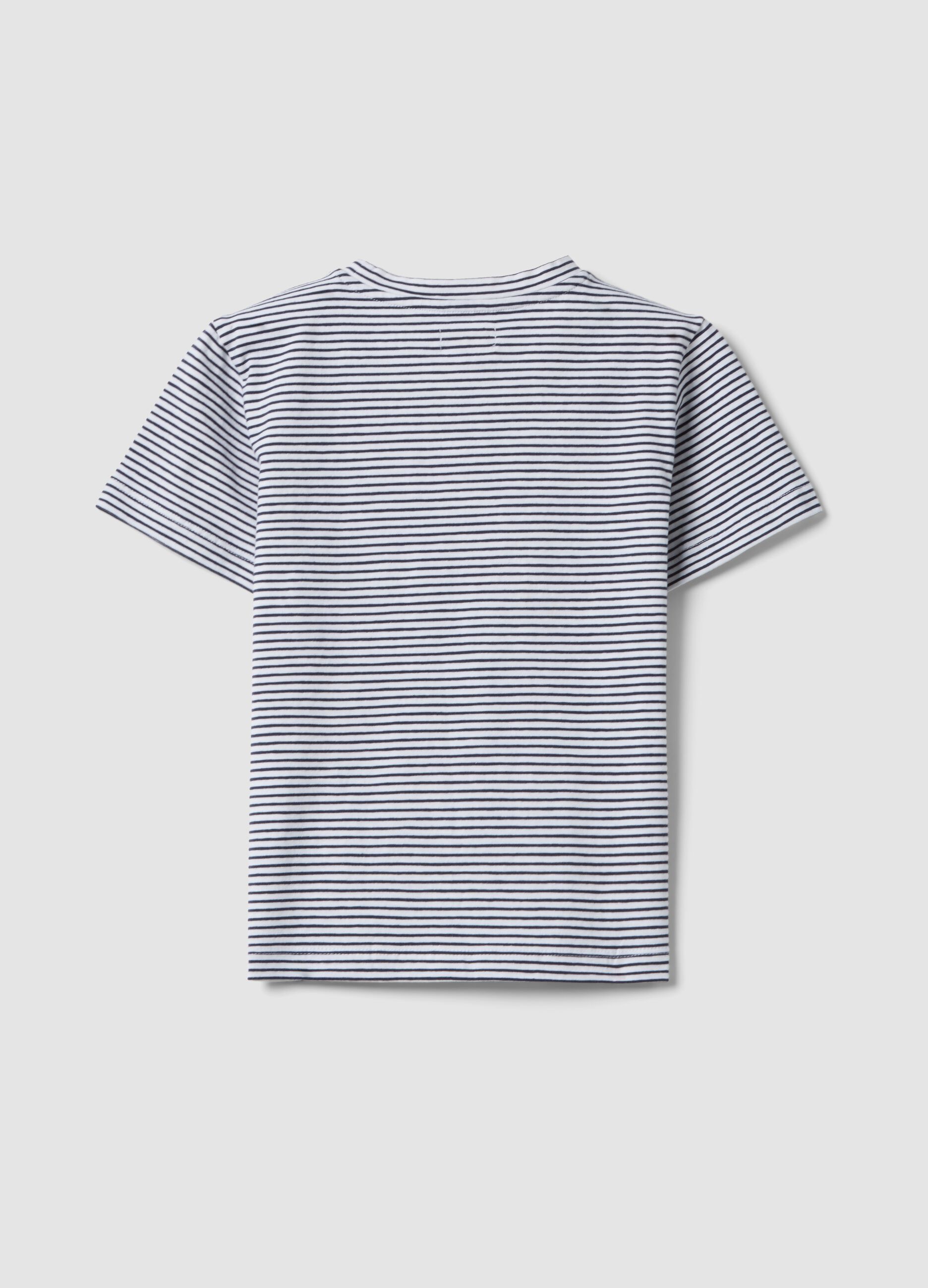 Blue striped stretch cotton T-shirt