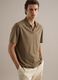 Brown regular fit linen and cotton blend polo_0