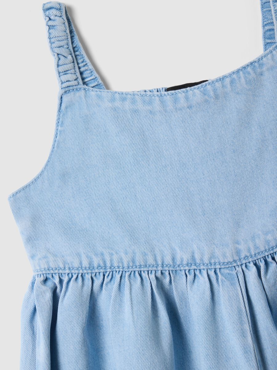 Salopette in misto cotone denim azzurro da bambina regular fit_2