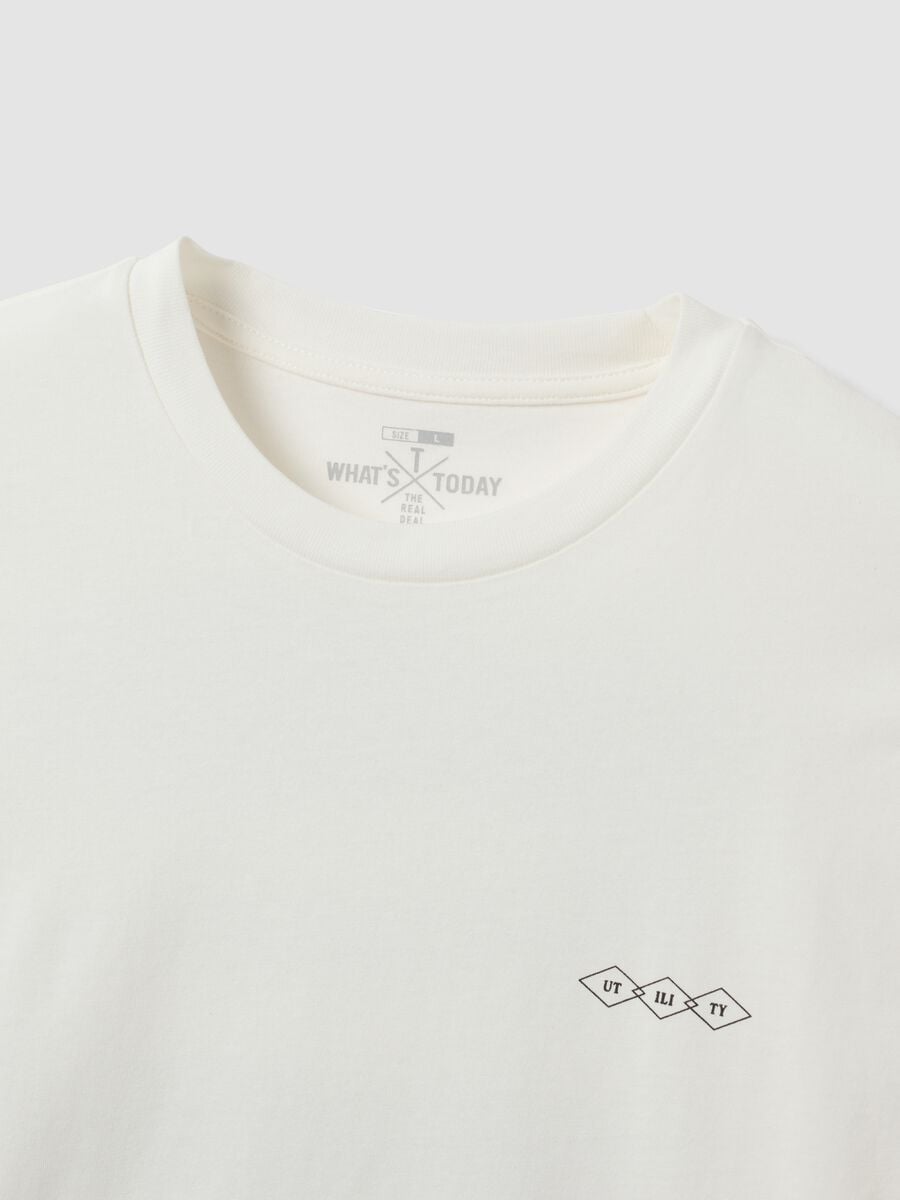 White pure cotton jersey T-shirt with graphic print, regular fit_6
