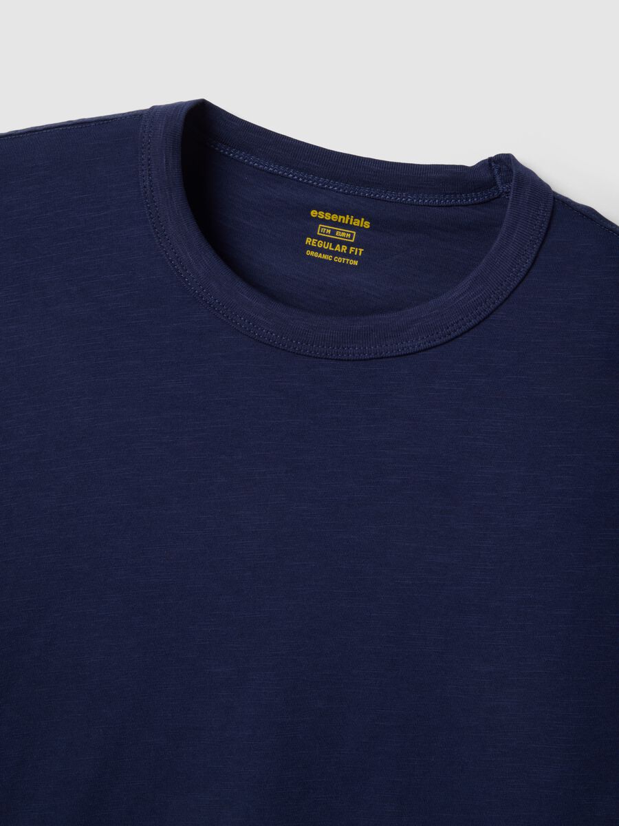 T-shirt a maniche corte in puro cotone blu regular fit_1