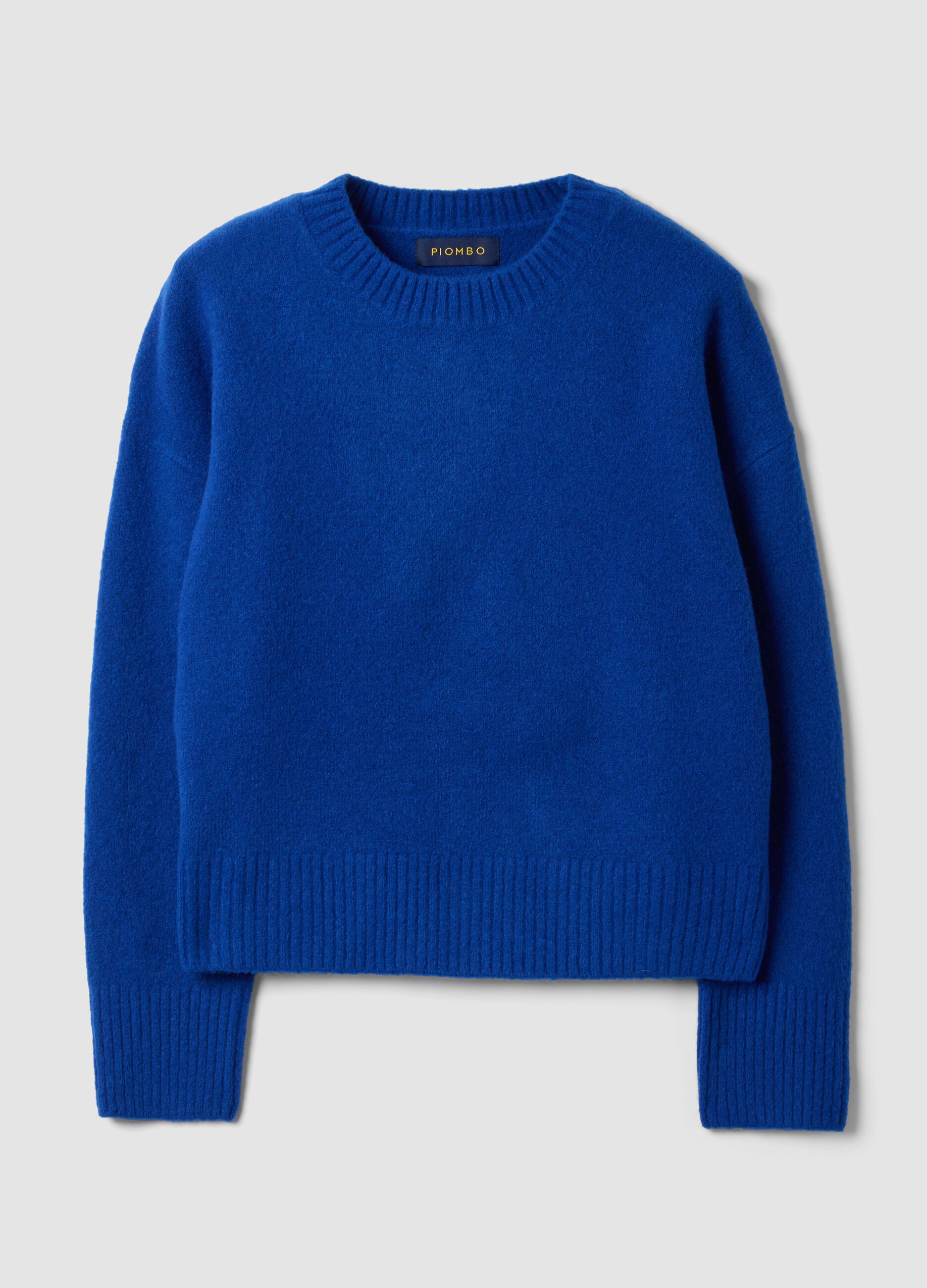 Maglia blu royal girocollo in lana elasticizzata