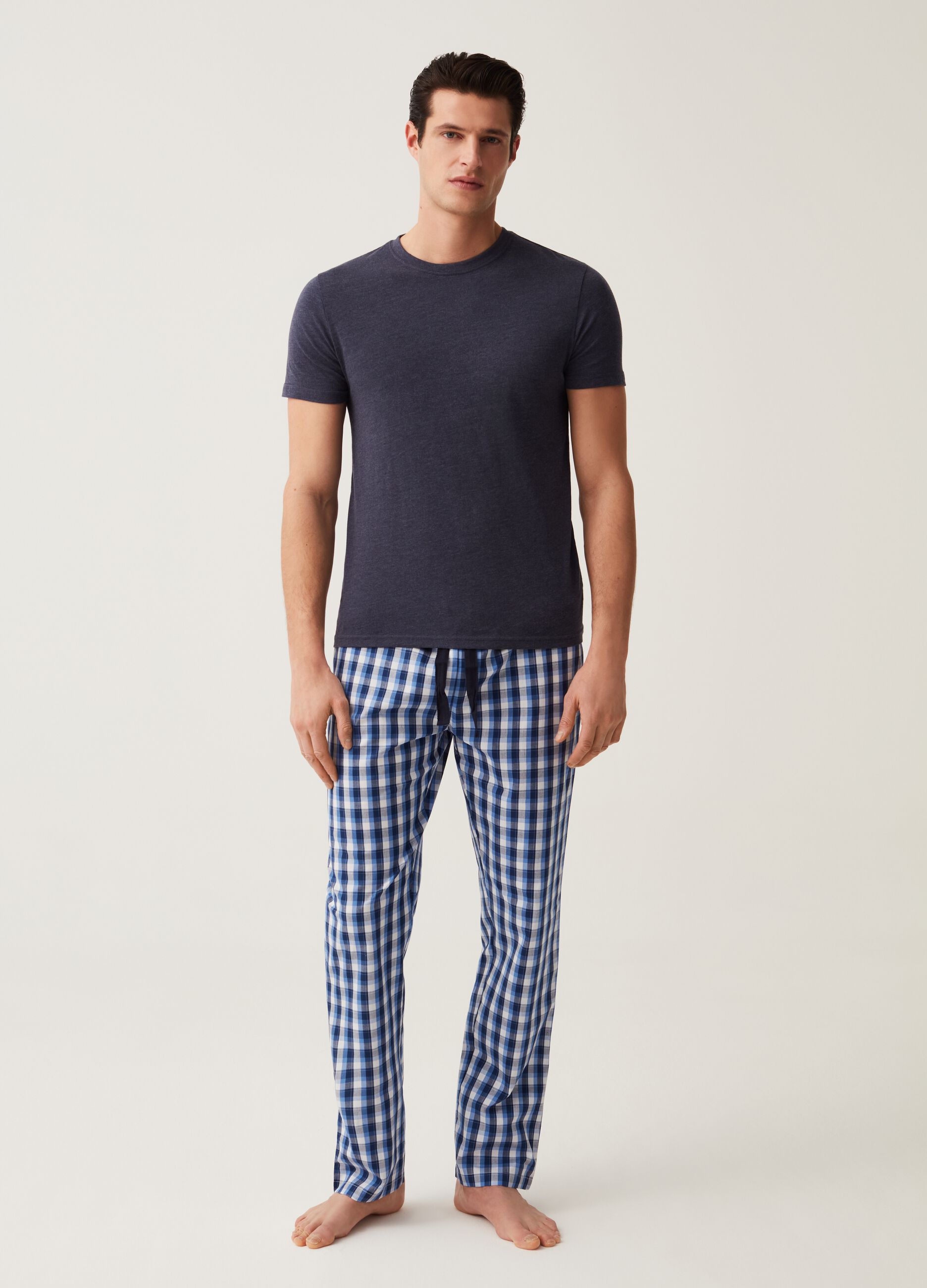 Pantalón de pijama largo de tela de algodón