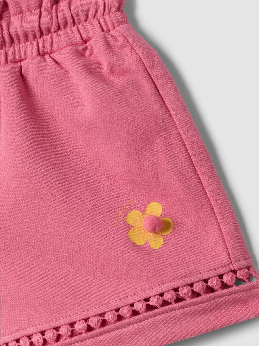 Girls&rsquo; Pink Stretch Cotton Shorts, Regular Fit_3