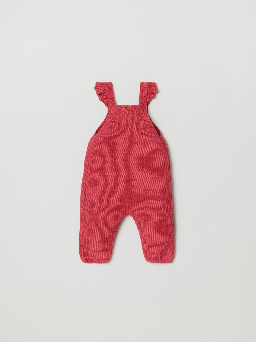 Knit cotton dungarees with frills_1