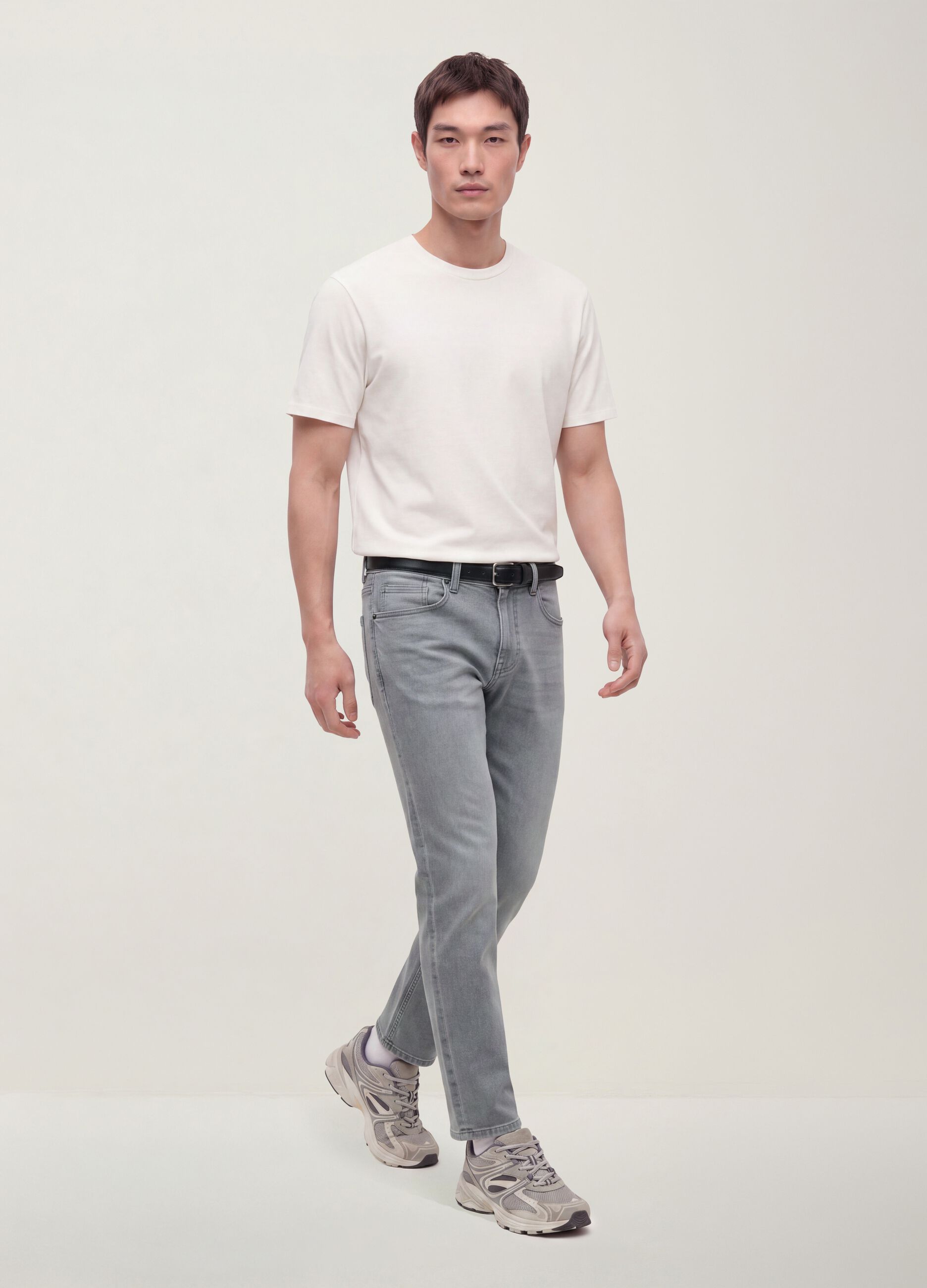 Graue Jeans aus Stretch-Baumwolle
