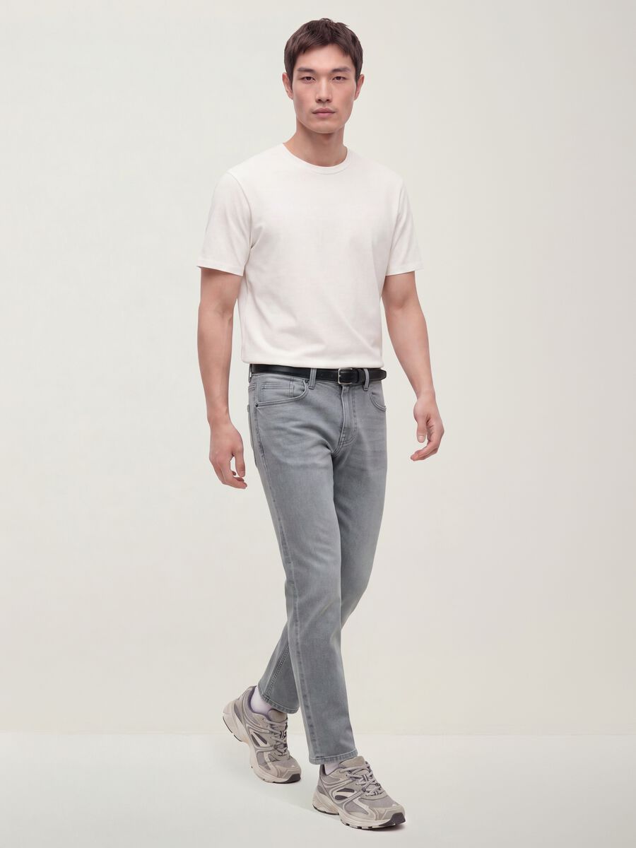 Grey stretch cotton jeans_0