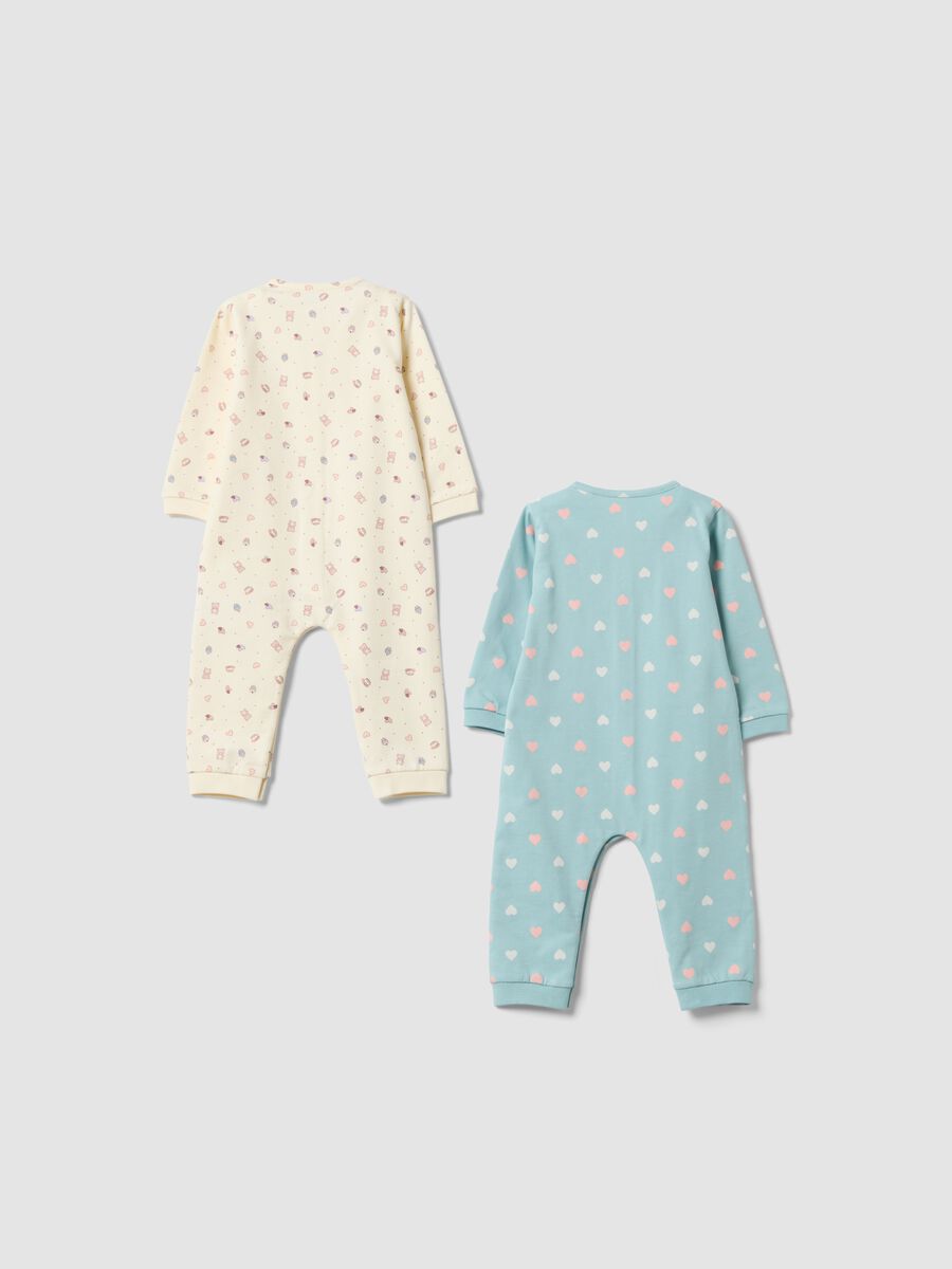 2-pack blue and white organic cotton sleepsuits for baby girl_1