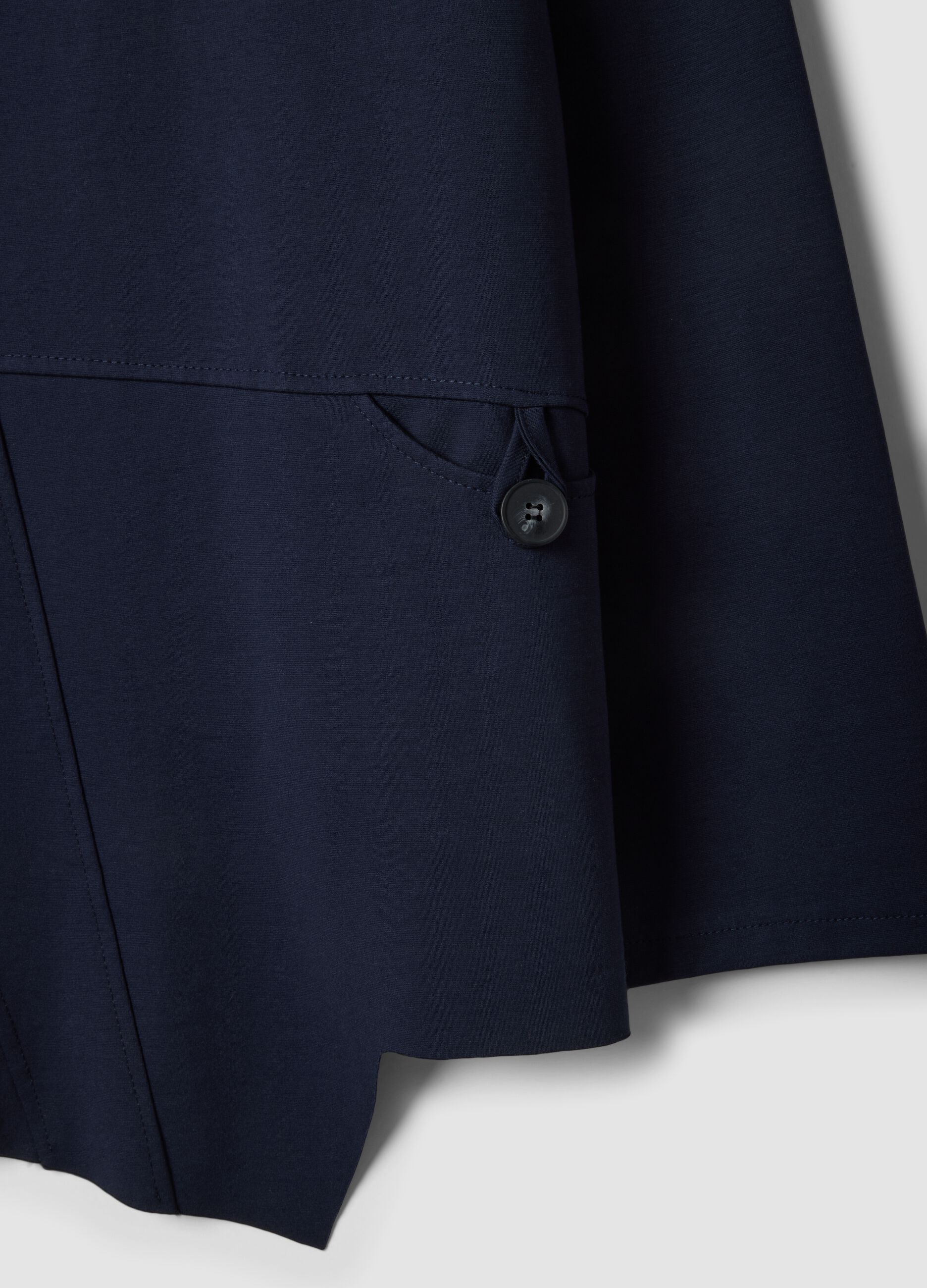 Blue long-sleeved regular-fit stretch cotton blouse