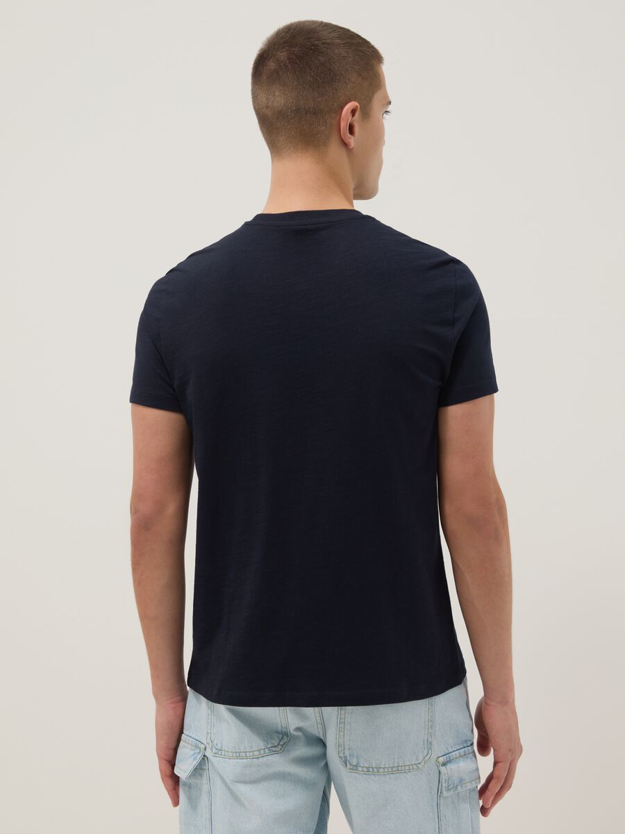 Short sleeve pure cotton blue regular fit T-shirt_4