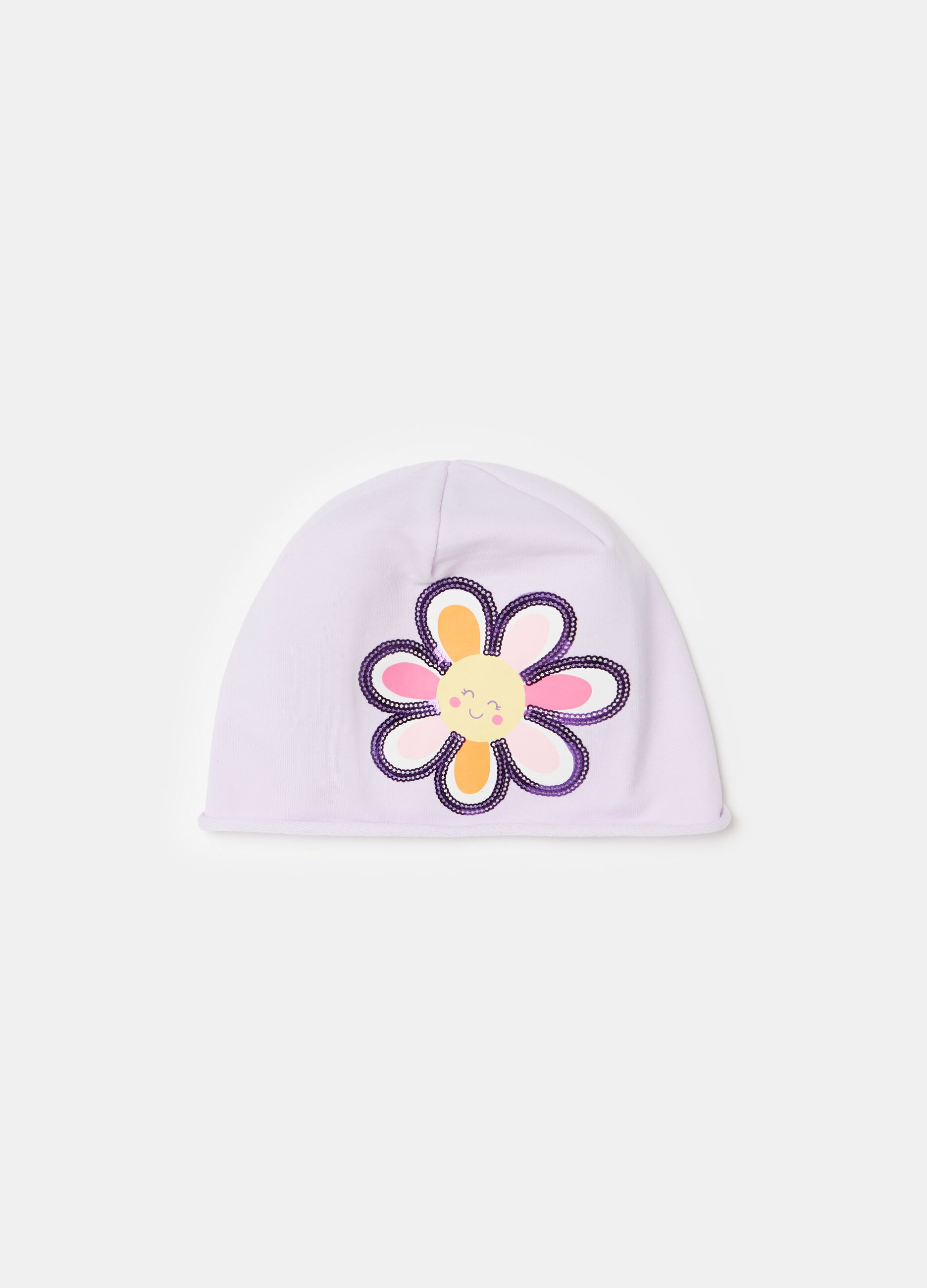 Organic cotton hat with flower print