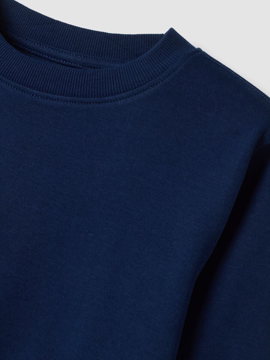 T-shirt blu navy in puro cotone organico con girocollo_2