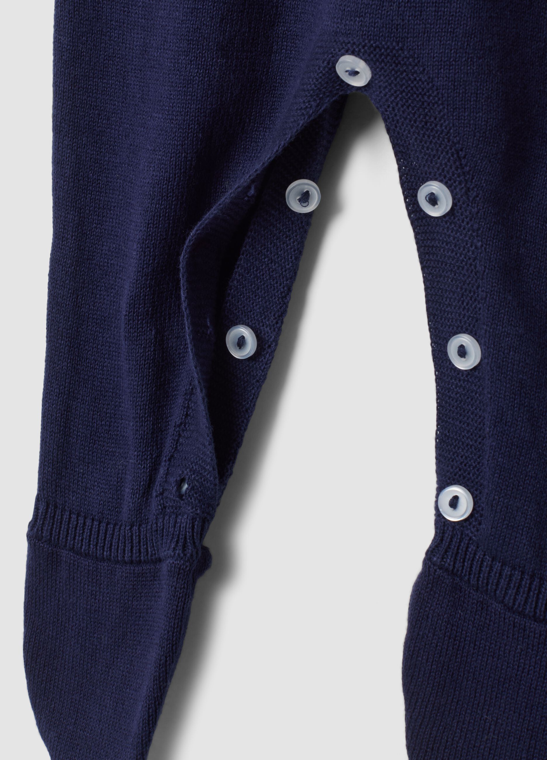 Tutina blu notte in puro cotone organico con colletto
