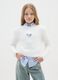 Girls' white sweater fitted with perforated heart_1