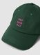 Green pure cotton baseball cap with embroidered phrase_1