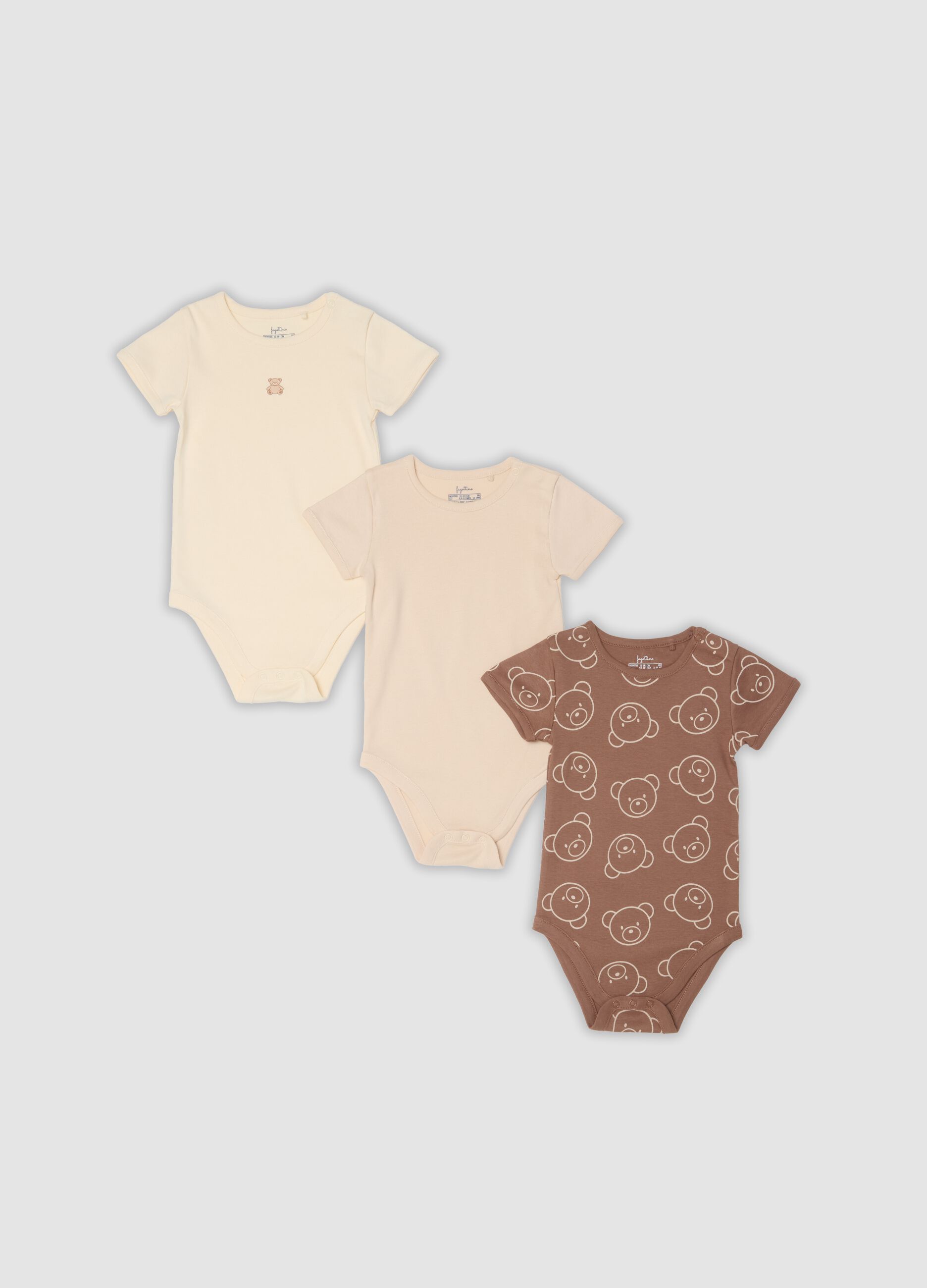 3er-Pack bunte Kurzarm-Bodys aus Bio-Baumwolle