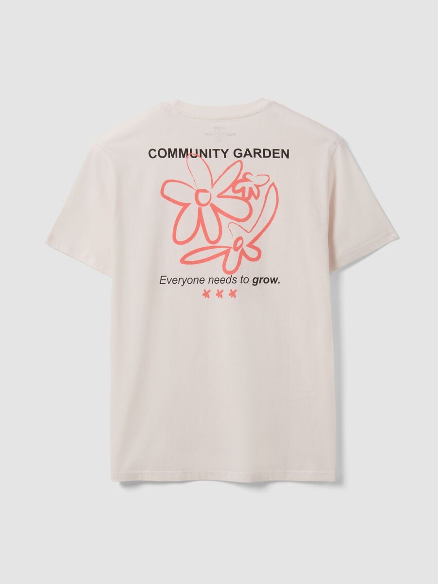 White pure cotton jersey T-shirt with print, regular fit_5