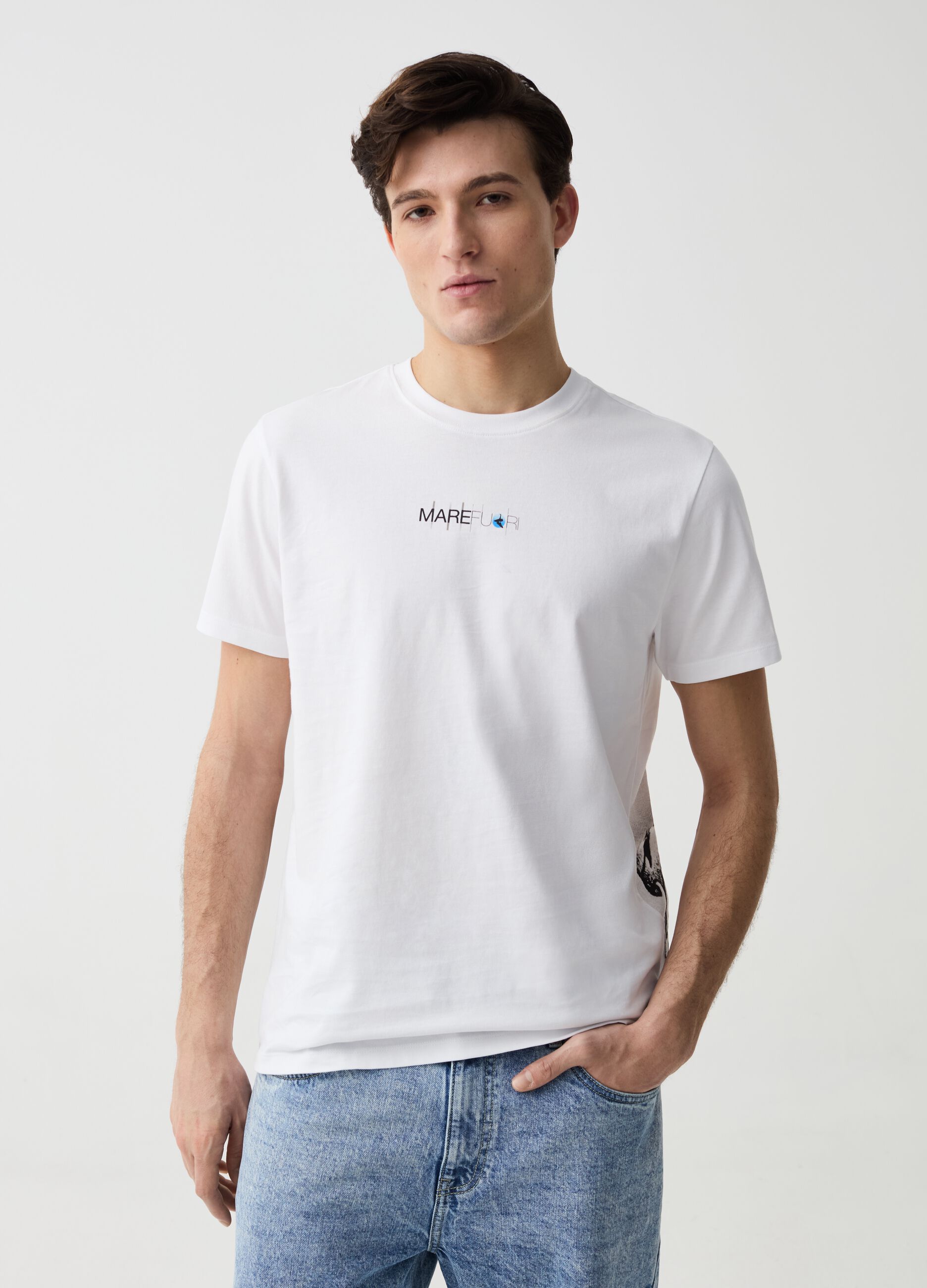 Camiseta de algodón con estampado grande MARE FUORI