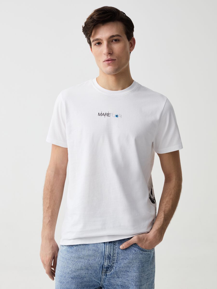 Camiseta de algodón con estampado grande MARE FUORI_0