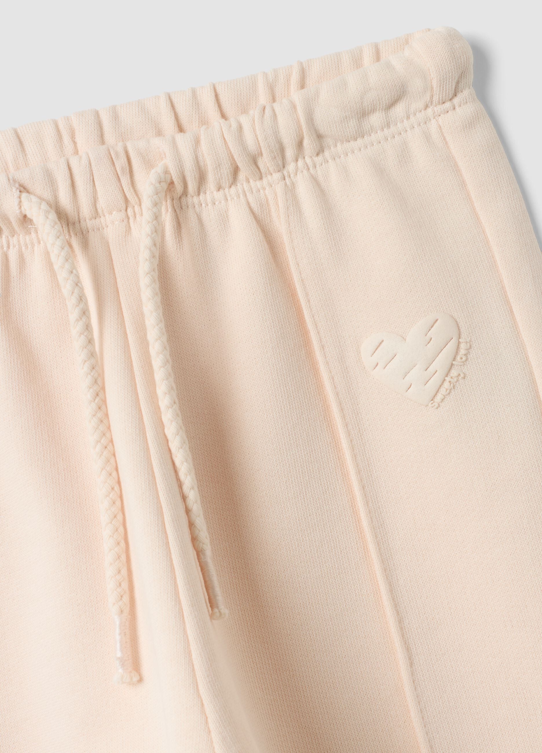 Rosa-blaue Hose aus reiner Baumwolle mit Herz-Print, Comfort Fit f&uuml;r Baby-M&auml;dchen