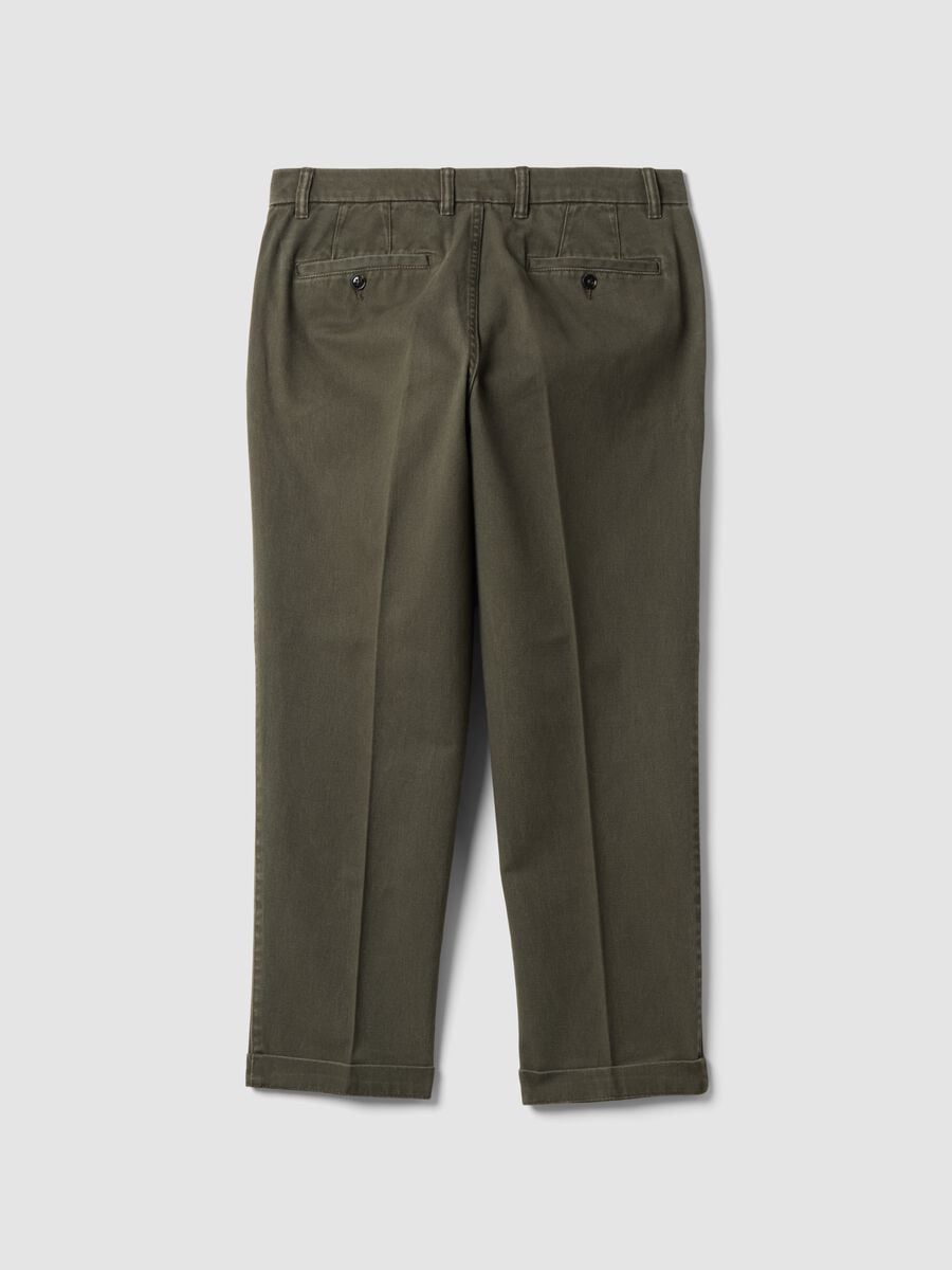 Green pure cotton carrot-fit chino trousers_7