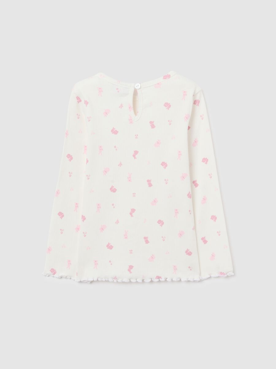 Girls' white cotton t-shirt with regular fit_1