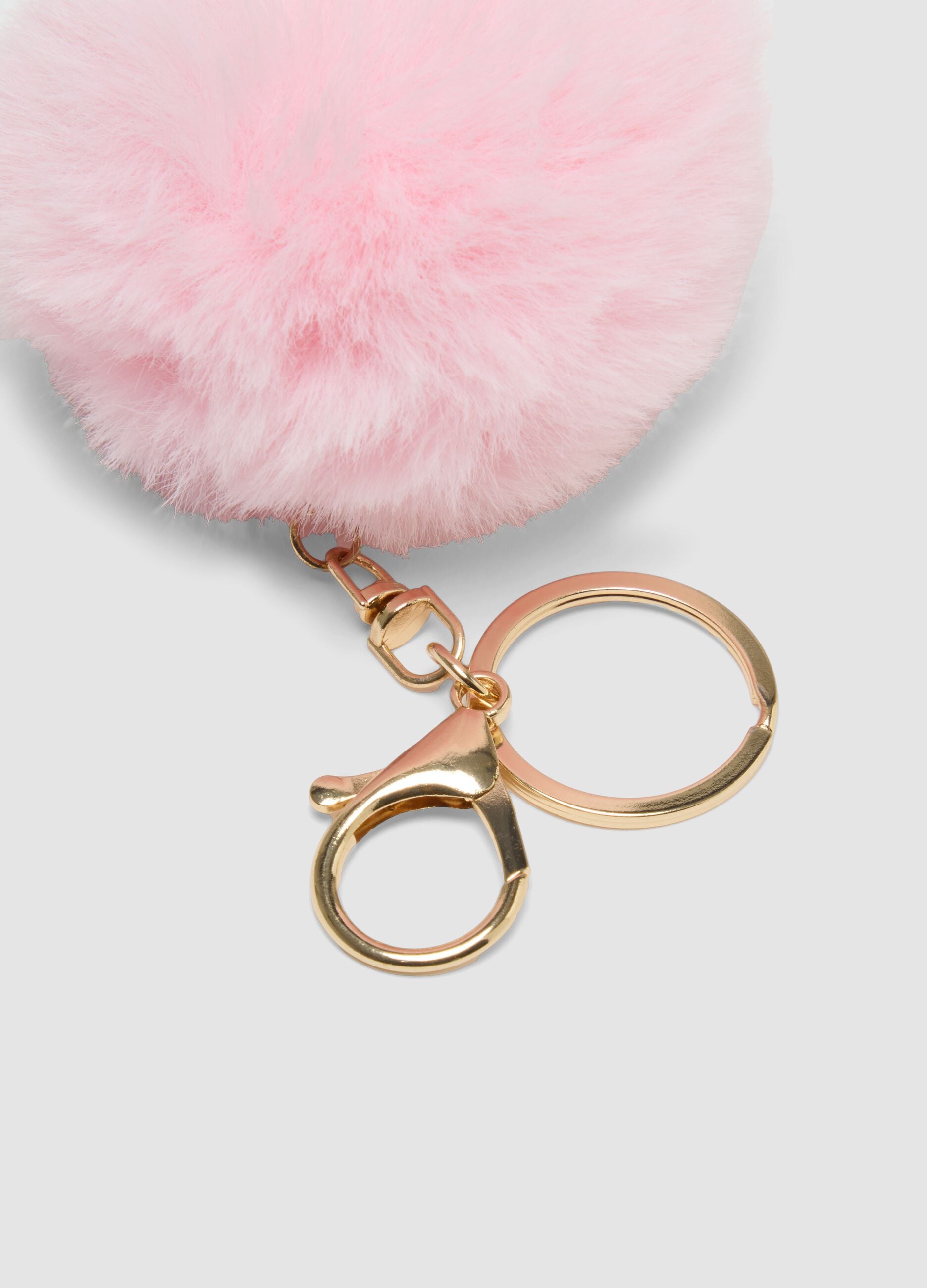Portachiavi rosa con pompon effetto per bambina