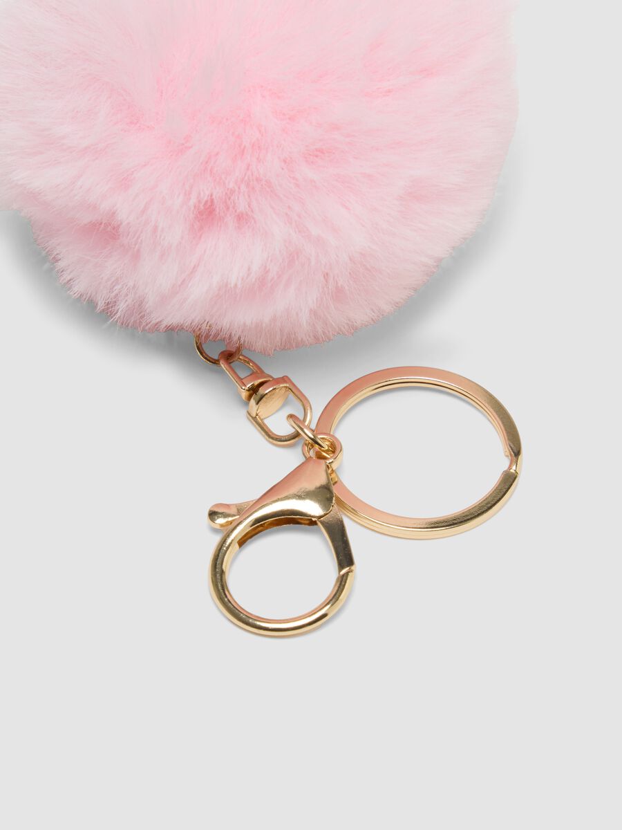 Portachiavi rosa con pompon effetto per bambina_2