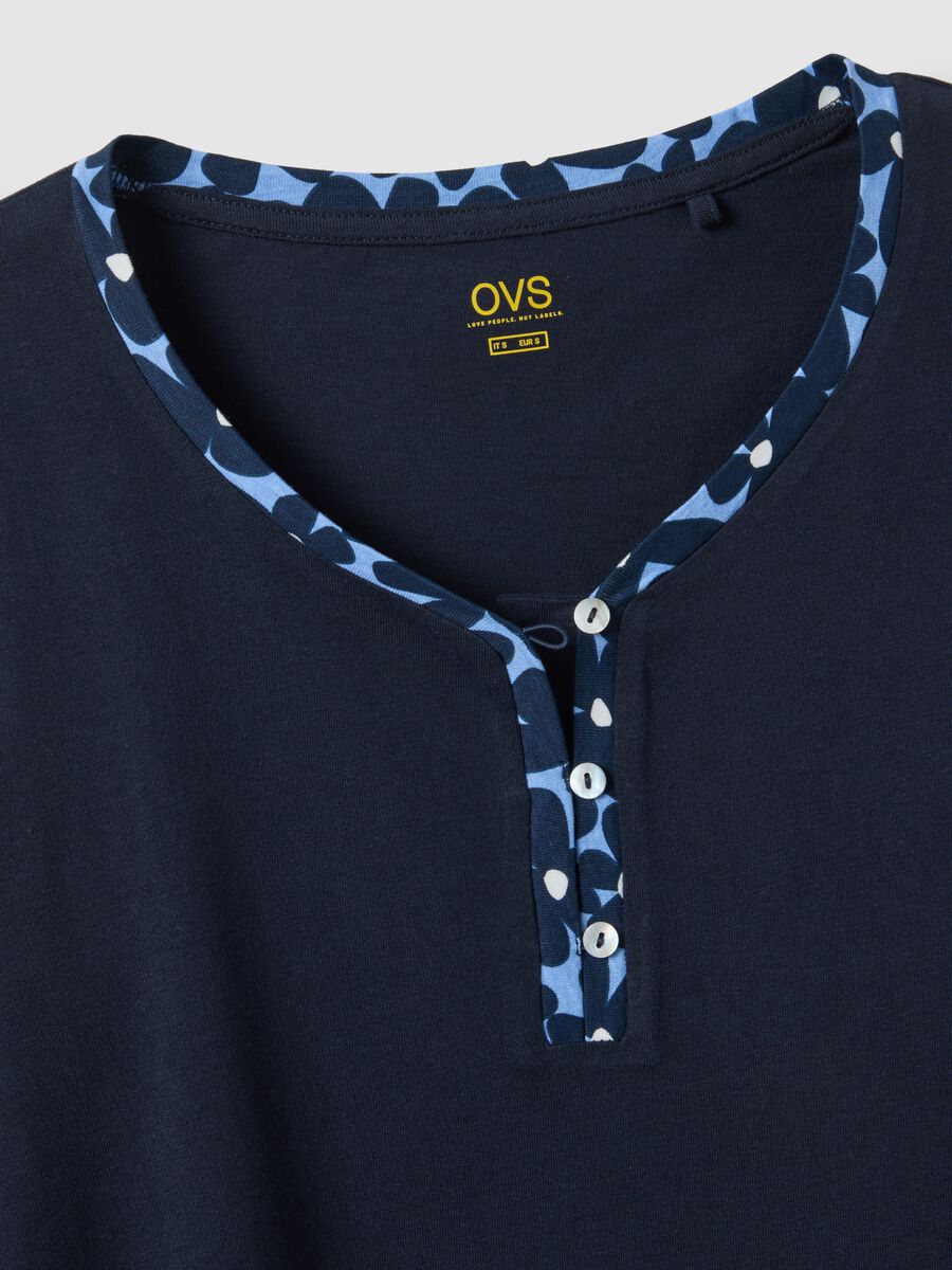 Blue nightshirt in pure cotton regular fit with Henley neckline_5