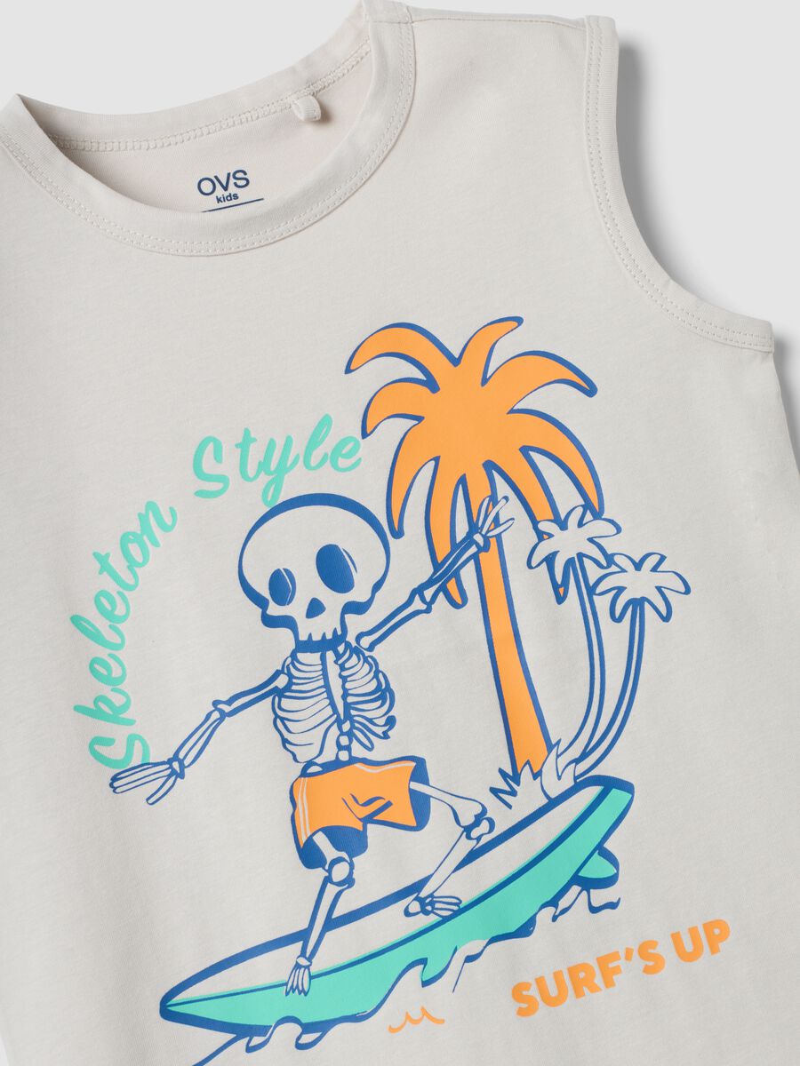 White pure cotton vest top with surf print_2