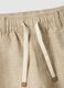 Children's Regular Fit Beige Striped Linen Blend Trousers_2