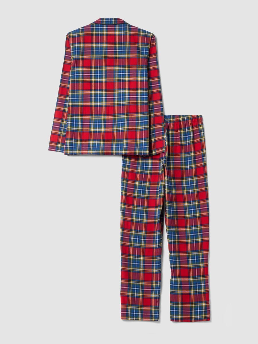 Red and navy organic cotton pyjamas with collar, regular fit_2