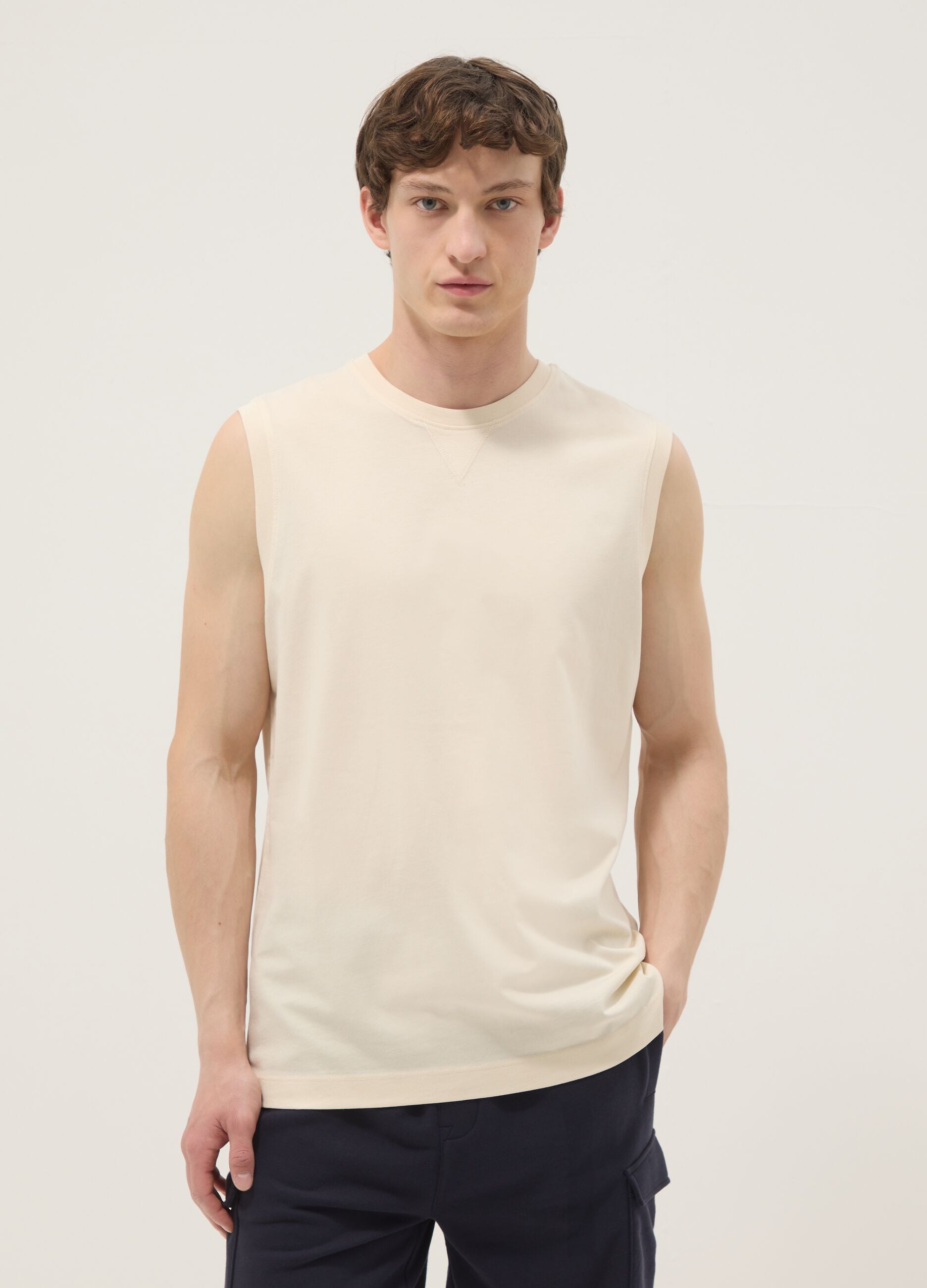 Beige pure cotton vest