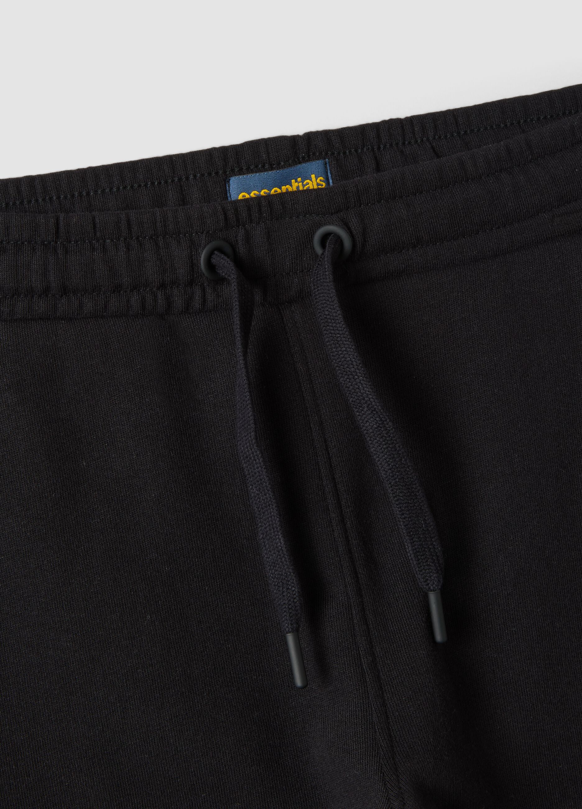 Black joggers in 100% organic cotton with drawstring for boys