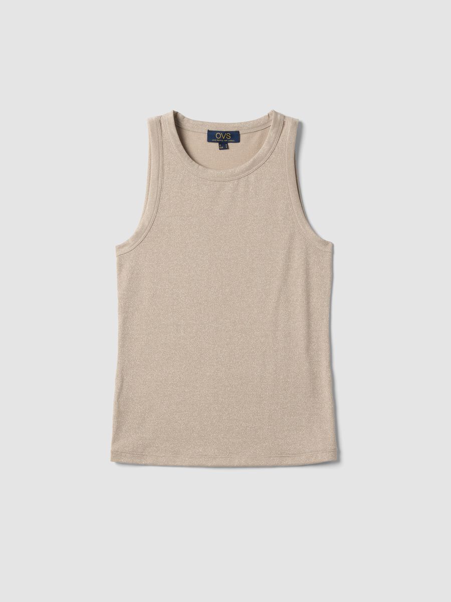 Beiger Glitzer-Top mit d&uuml;nnen Tr&auml;gern, regul&auml;re Passform_4