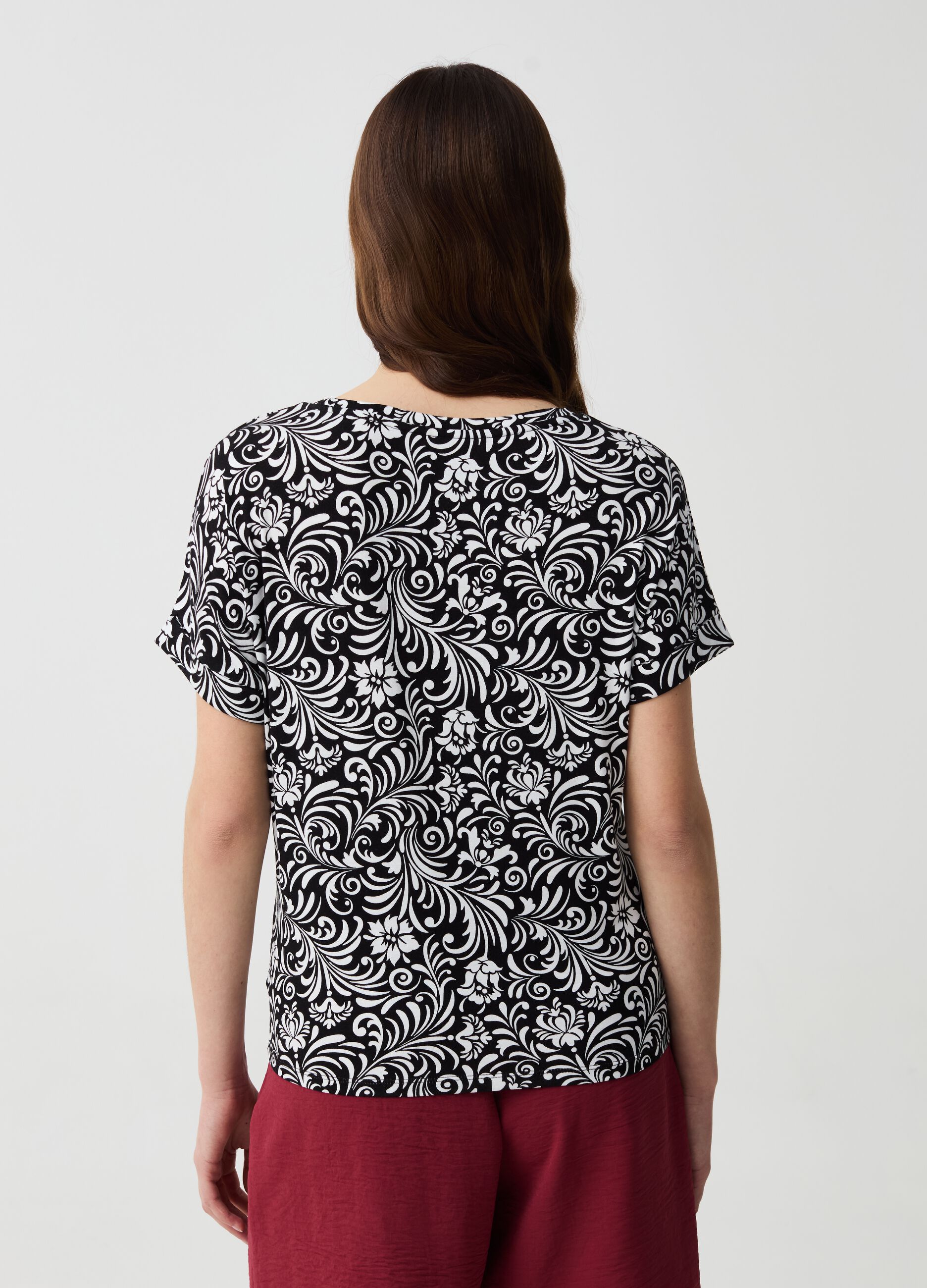 Floral T-shirt with kimono sleeves