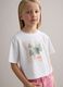 Girls&rsquo; white stretch cotton T-shirt with butterfly print_1
