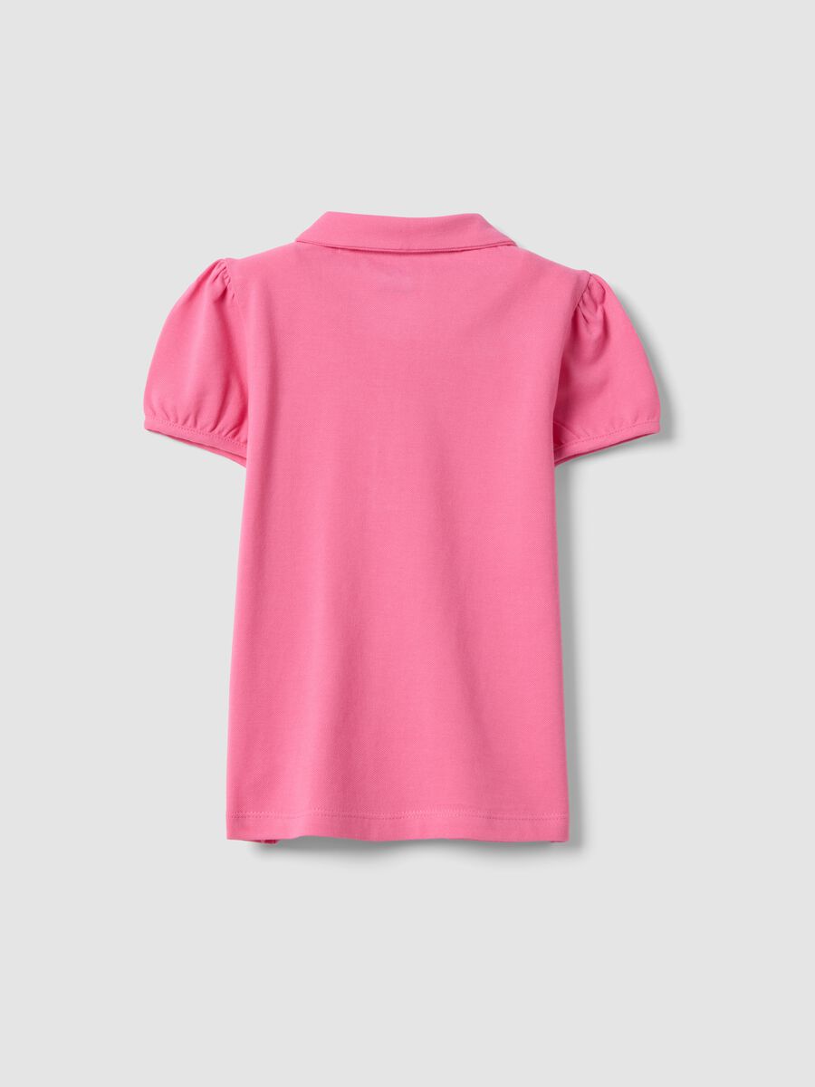 Pink pure cotton girl's polo shirt regular fit_1