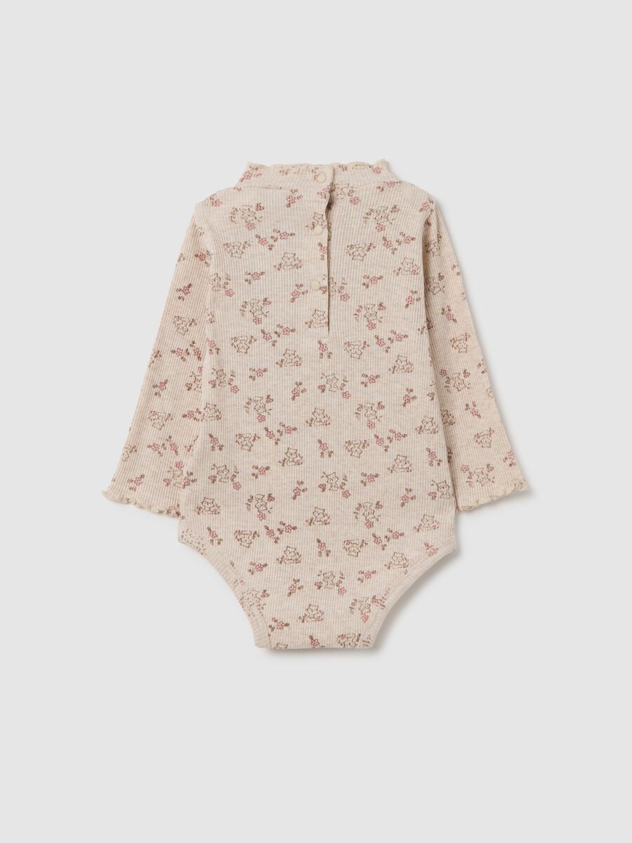 Beige Floral Pure Cotton Baby Bodysuit_1