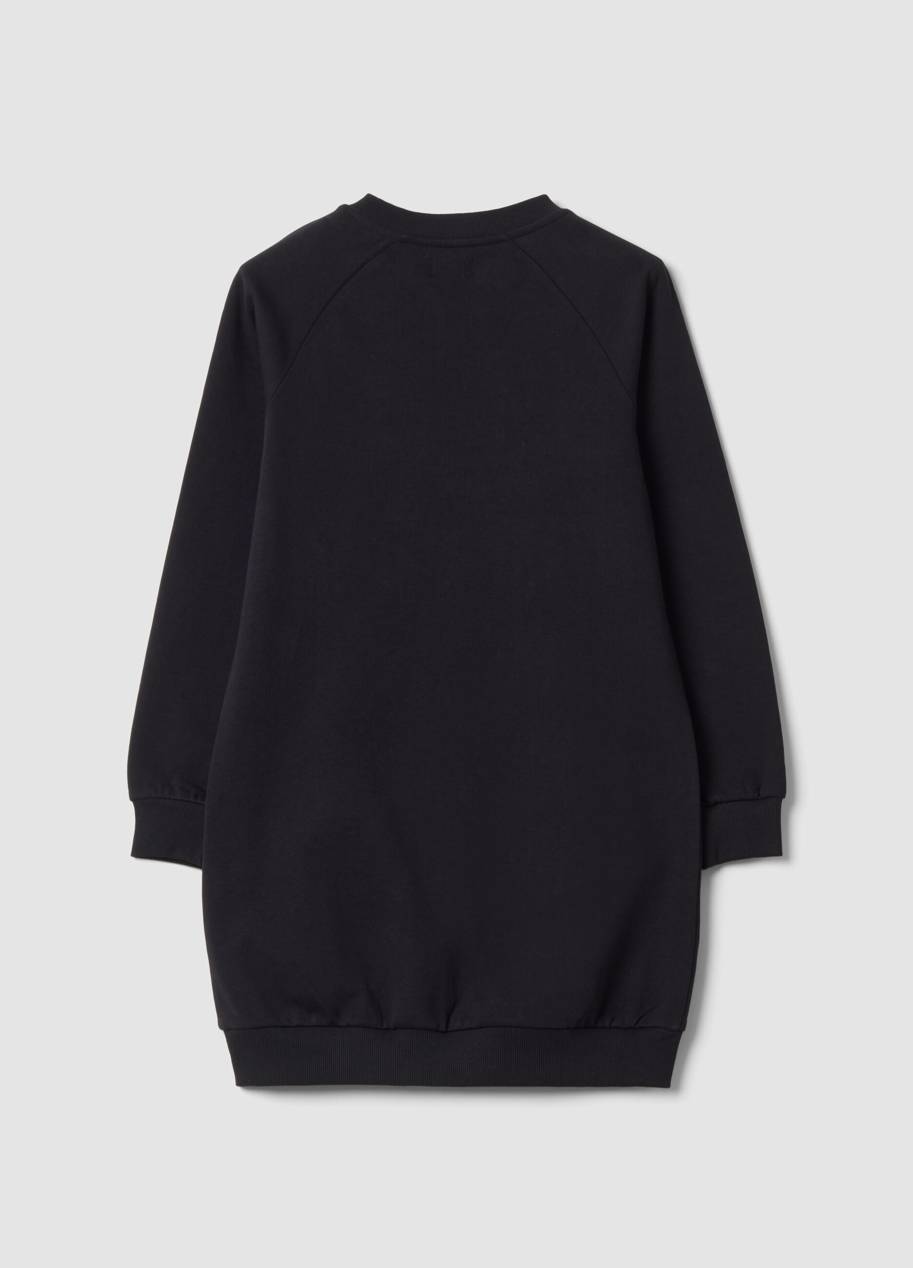 Abito nero in puro cotone con ricamo cuore over fit