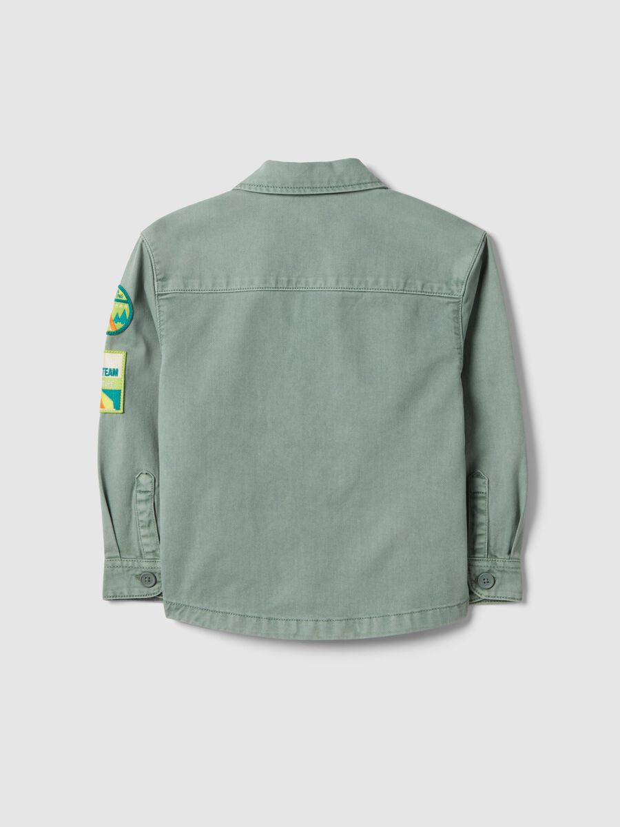 Camicia in puro cotone verde oversize fit per bambino_1