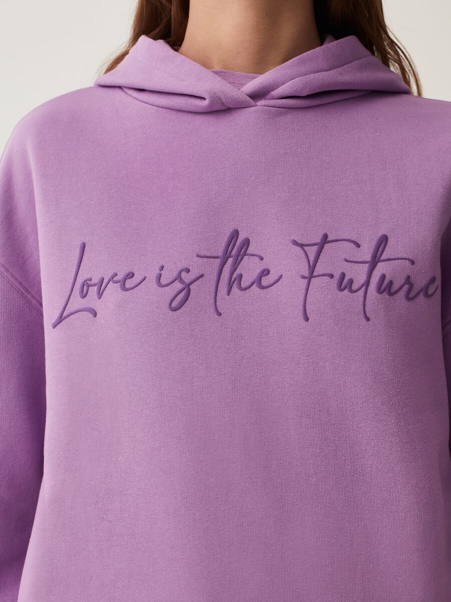 Fitness sweatshirt with hood and lettering print_3